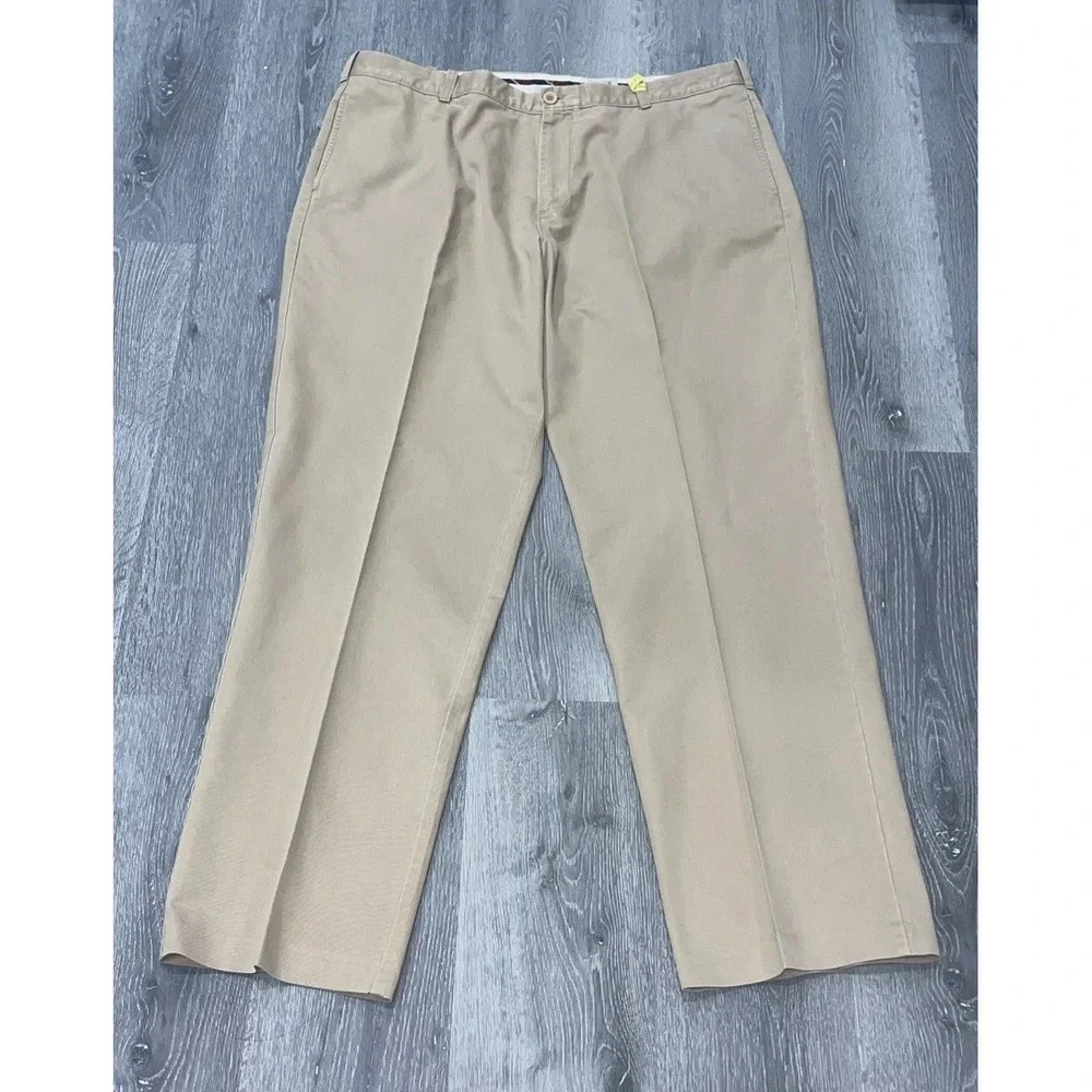J. Crew Essential Chino Men's Pants Beige Khaki 100% Cotton Relaxed 42 W x 35 In